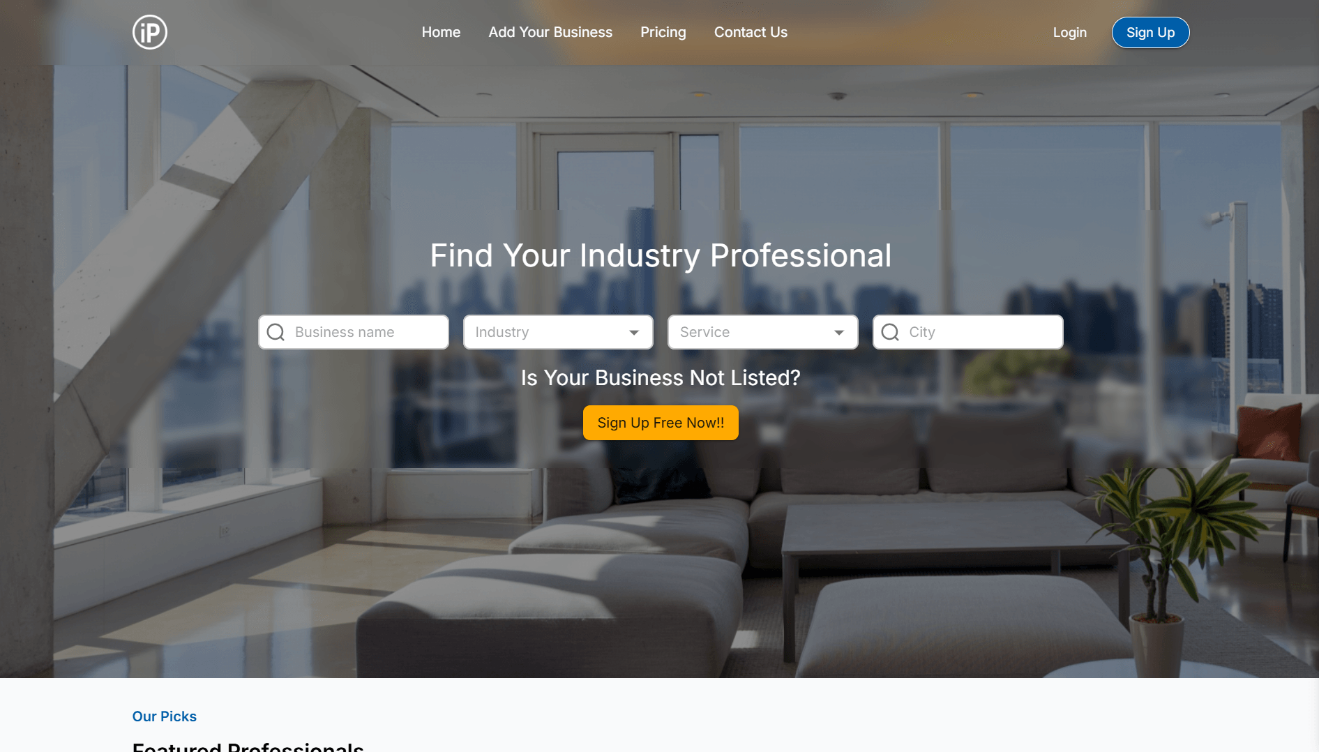 Industry Professionals - Frontend web development project screenshot